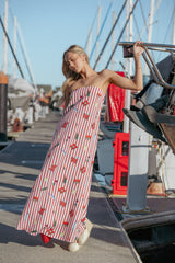 Petal and Pup USA DRESSES Soph Strapless Maxi Dress - Red Picnic Stripe