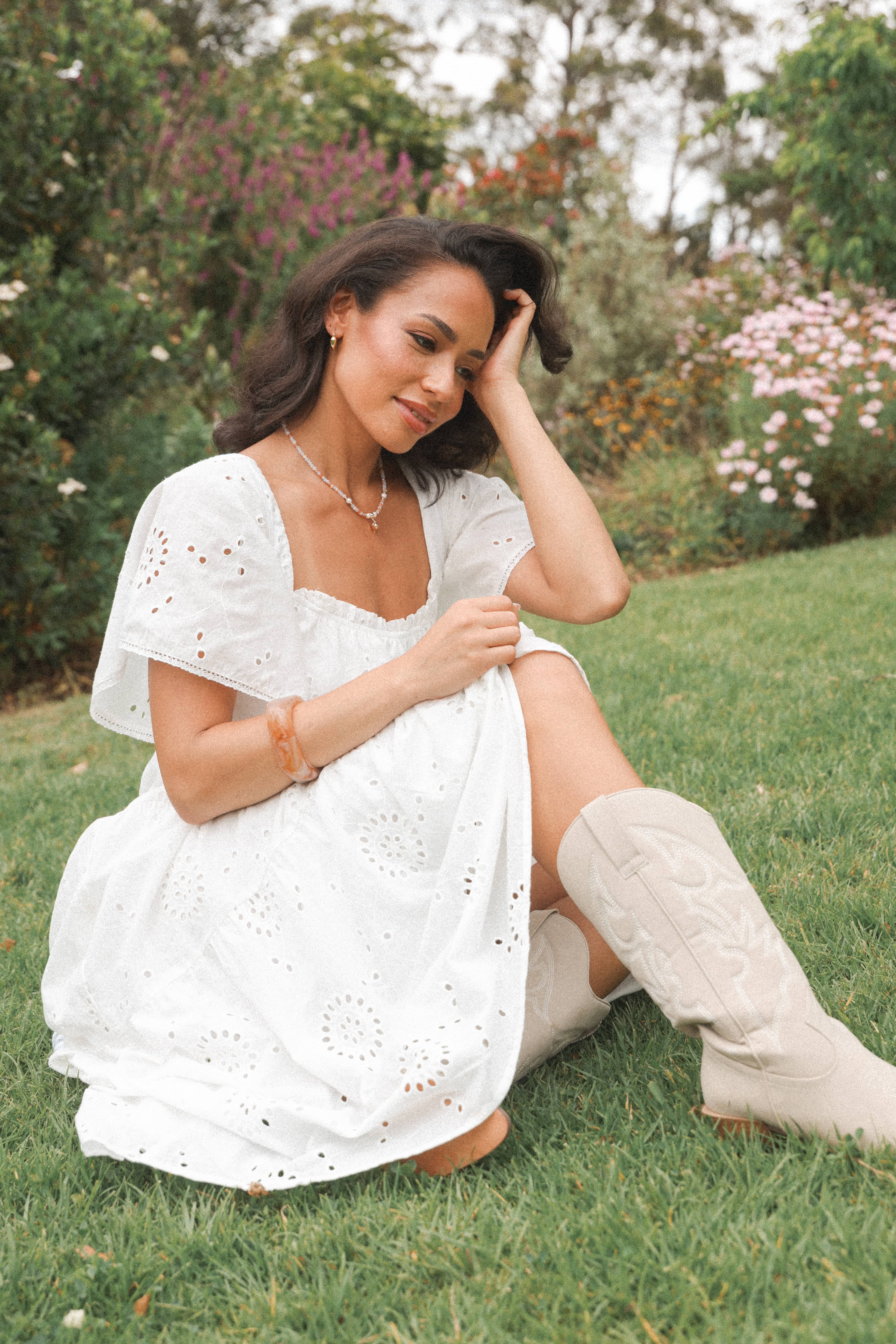 Petal and Pup USA DRESSES Tierney Midi Dress - White