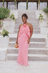 Petal and Pup USA DRESSES Zorina Halterneck Maxi Dress - Coral