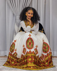 Beaded Wedding Habesha Dress Exquisite Pattern Habesha Kemis Ethiopian Dress Style