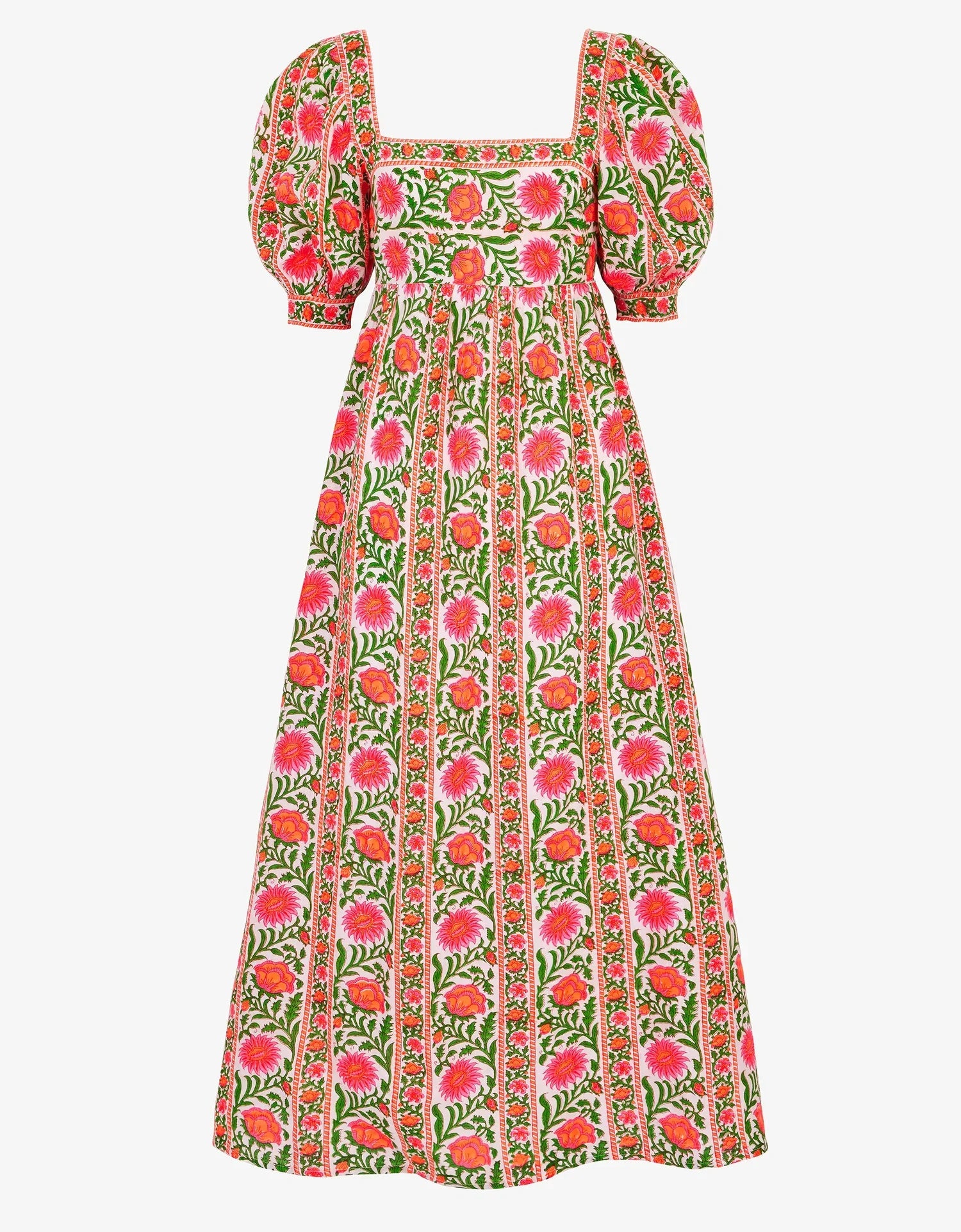 Elizabeth Dress in Neon Border by Pink City Prints