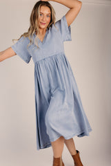 The Rosario Tencel Midi Dress in Denim