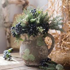Pompeii Cement Floral Jar - RusticReach