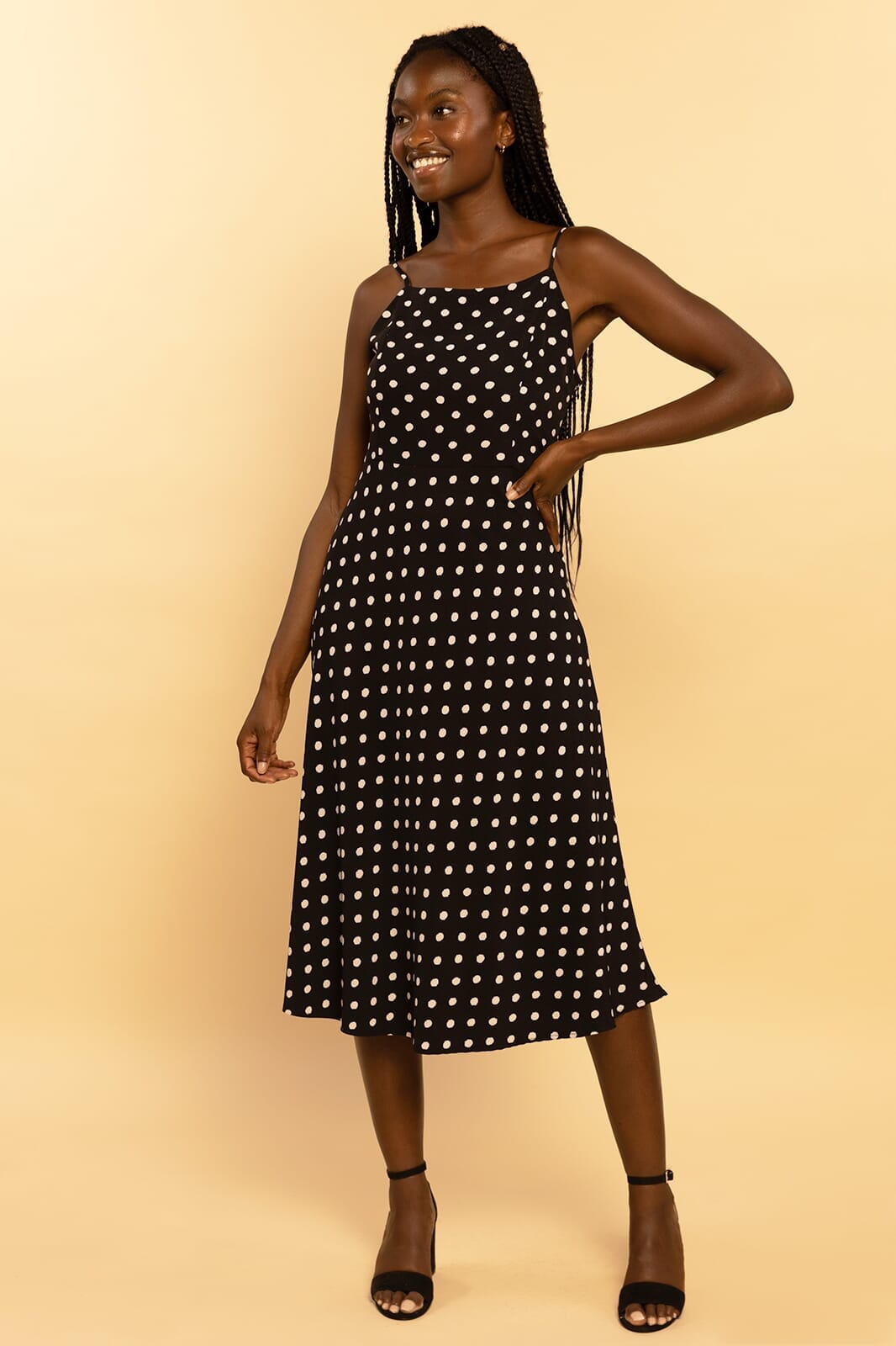 Pretty in Polka Dots Sleeveless Strappy Midi Dress dress Elenista