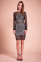 Summer Metallic Set Fishnet Dress