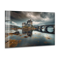 Dramatic stormy clouds loom over distant Scottish highlands, enhancing this captivating print wall art.