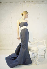 Oscar de la Renta Bustled Midnight Blue Gown front
