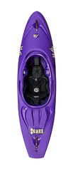 Top view of the Puffy Skuxx kayak by Waka Kayaks, showcasing a black seat and white "SKUXX" branding—perfect for down-river freestyle paddling.