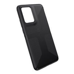 Tilted three-quarter angled view of back of phone case#color_black-shadow
