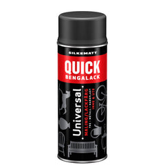 Quick Bengalack Universal spray er det ideelle valget når du vil redesigne og fornye ting raskt og enkelt. Den er spesielt egnet for gjenstander med krinker og kroker der pensel ikke kommer til. Med spray kan du velge mellom mange tidsriktige og populære farger. Brukes på metall, tre og hardplast, alt i fra interiørdetaljer til møbler, verktøy, leker og hageredskaper. Mulighetene er mange! Overmalbar på ca 5 min. Alt kan fornyes! image