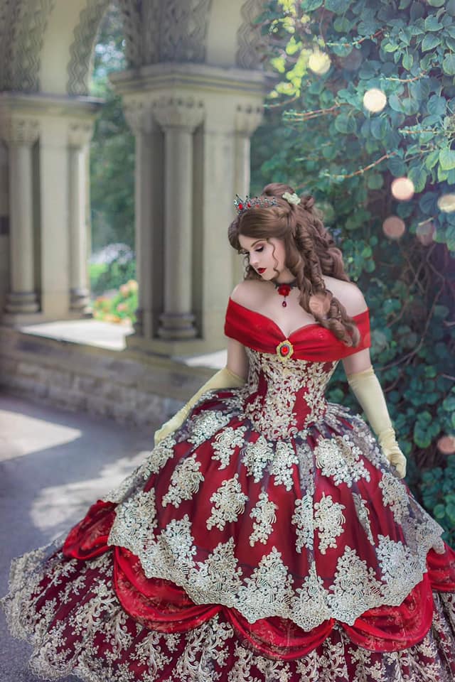 Gorgeous Red/black and Gold Gothic Belle Gown Custom