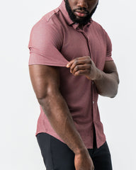 "The Booker" Maroon Pique Short Sleeve Button Down