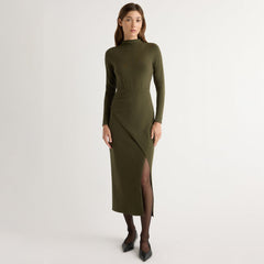 Renée | Suki Mock-Neck Side-Slit Dress in Size Extra Small