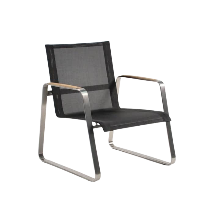 Design Warehouse - 124890 - Summer Stainless Steel Batyline Relaxing Chair - Black cc