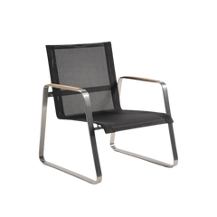 Design Warehouse - 124890 - Summer Stainless Steel Batyline Relaxing Chair - Black cc