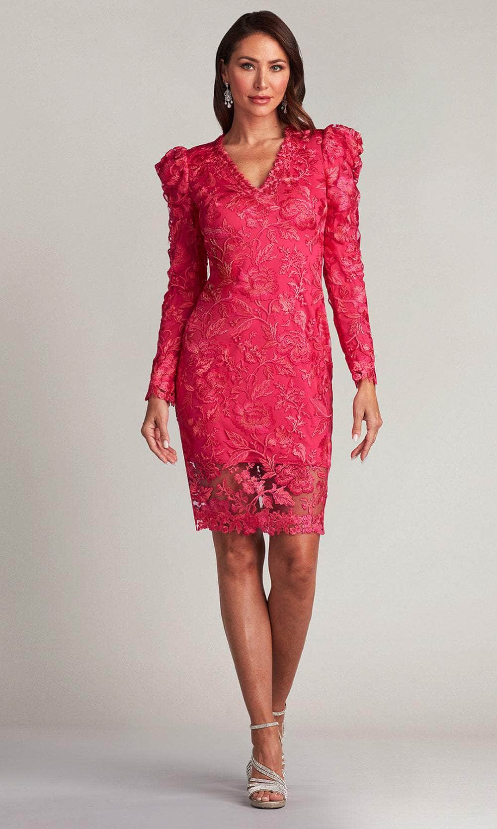 Tadashi Shoji BRX22416M - Floral Embroidered Midi Dress Semi Formal 00 / Dahlia