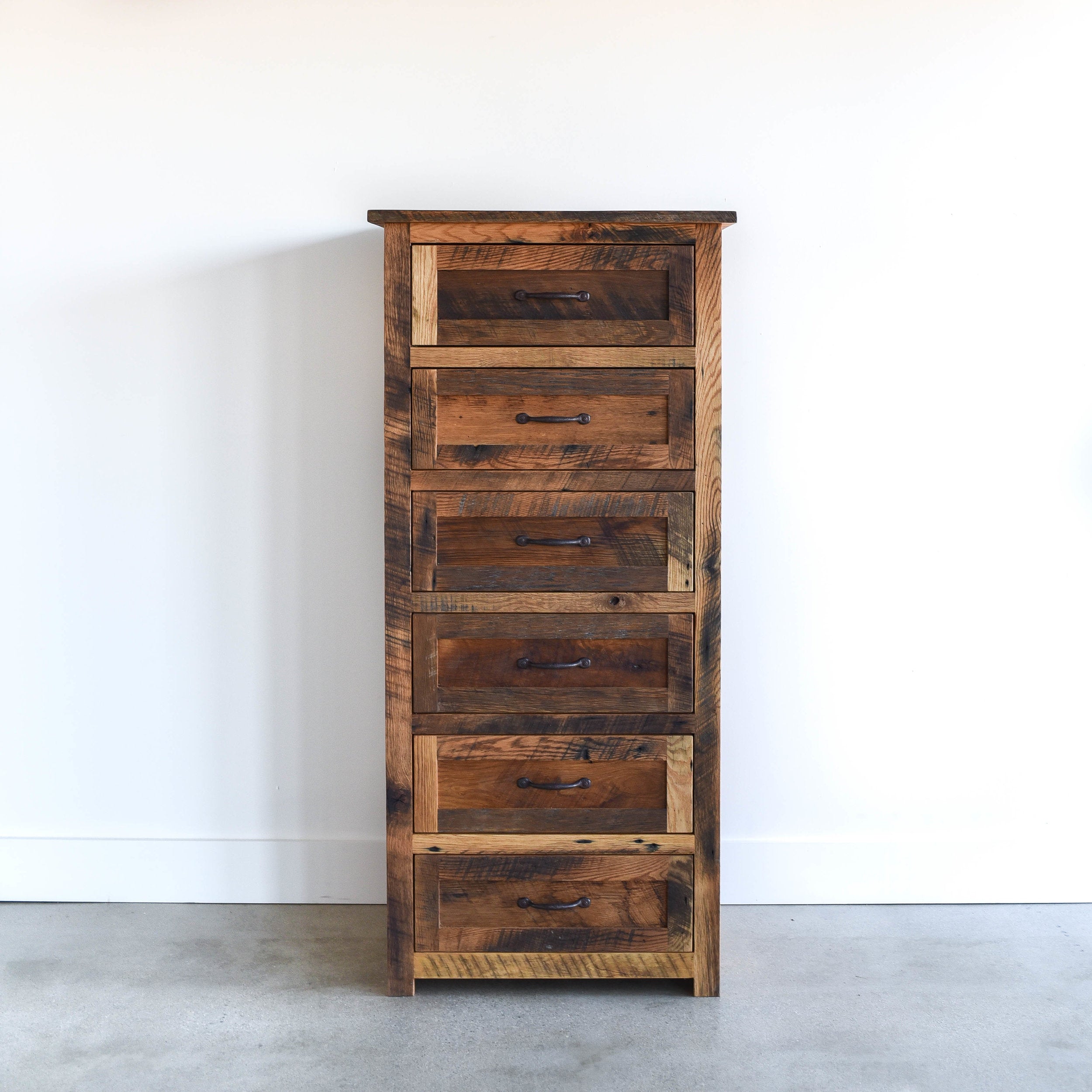 Tall Rustic Wood Dresser Pictured In Reclaimed Oak Textured