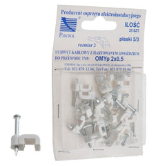 Elgotech kabelholdere i plastik 2 x 0,5 mm hvide, 25 stk.