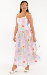 Show Me Your Mumu Hepburn Midi Dress - Summer Soleil Linen