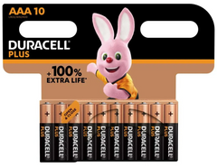 Duracell Plus MN2400+ AAA Alkaline Batteries 10 Per Card- Box of 12