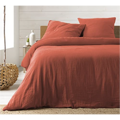 Parure de lit en Gaze de Coton 240x260cm - Plusieurs coloris - Terracotta | homeflair