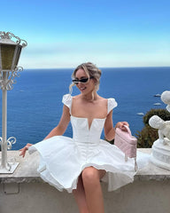 White Fit and Flare Mini Dress, mini dress, white mini dress, dress mini dresses, mini dresses for women, halter mini dress, mini summer dress