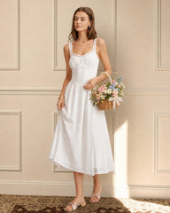 Women's Woven Cotton Midi Dress Dresses - RIHOAS