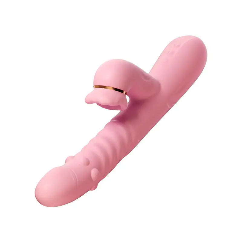 Pink Indulge - Thrusting Dual Vibrator with Suction - Frisky Business Adult Sex Toys Shop