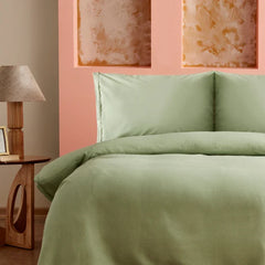 Karaca Home Alia, Doppelbett-Piqueset mit Spitze Salbeigrün aus 100 % Baumwolle