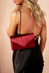 Liz Burgundy Satin Detachable Chain Bag