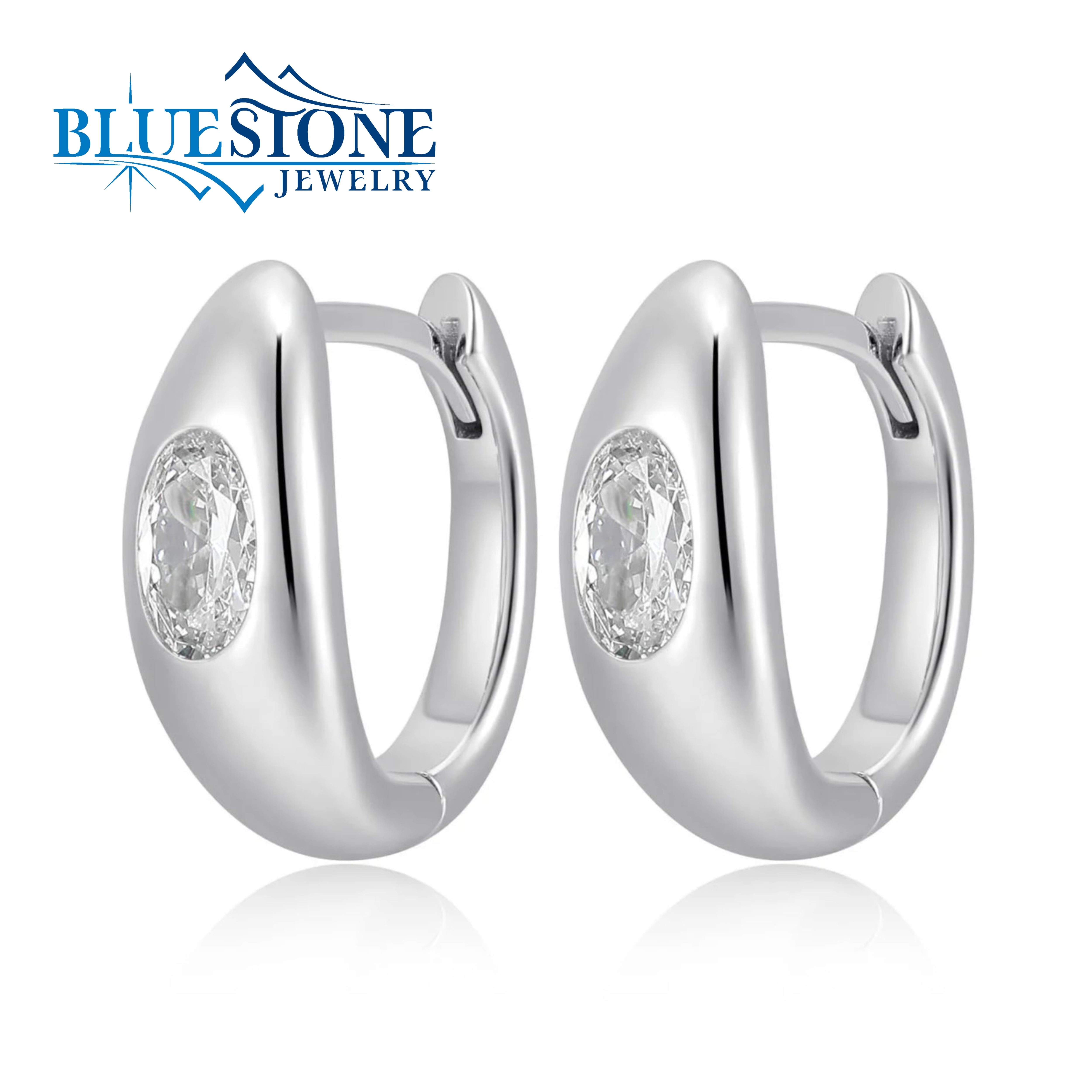 Silver Huggy Earrings with CZs