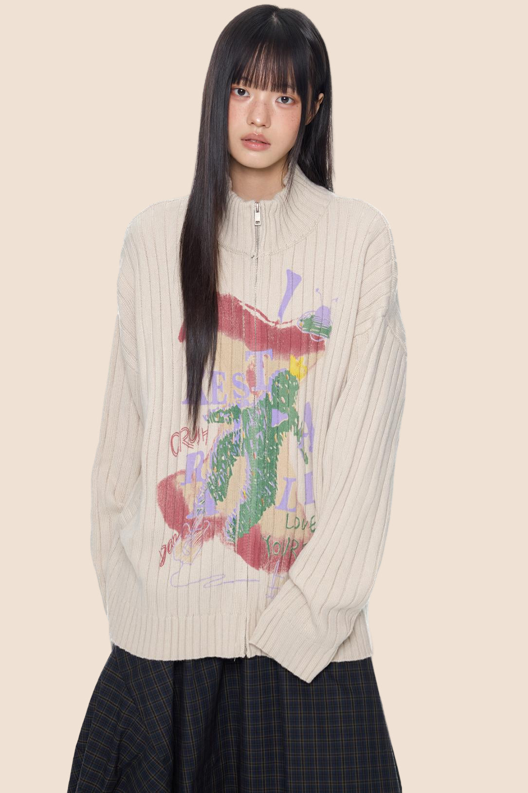 Monogram Knit Cardigan Top