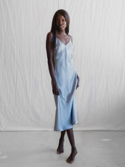 Powder Blue - Midi Silk Slip