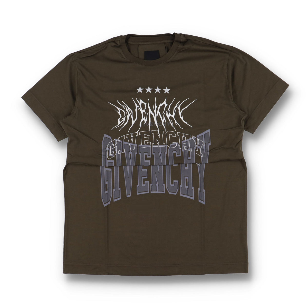 Givenchy Brown Layered Embroidered Multi Logo T-Shirt