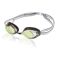 Speedo Women's Vanquisher 2.0 Mirrored Swim Goggle - A pair of mirrored swim goggles with a sleek, modern design and a subtle logo on the strap.