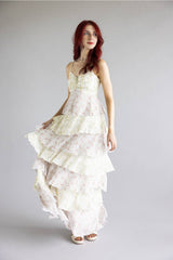 Tiered Floral Ruffle Maxi Dress for Women in Green Multi