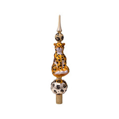 Tree topper glass leopard gold H31cm w/box