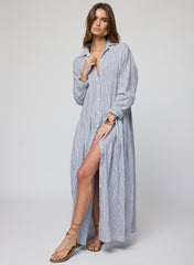 THE LINEN DROP WAIST SHIRT DRESS