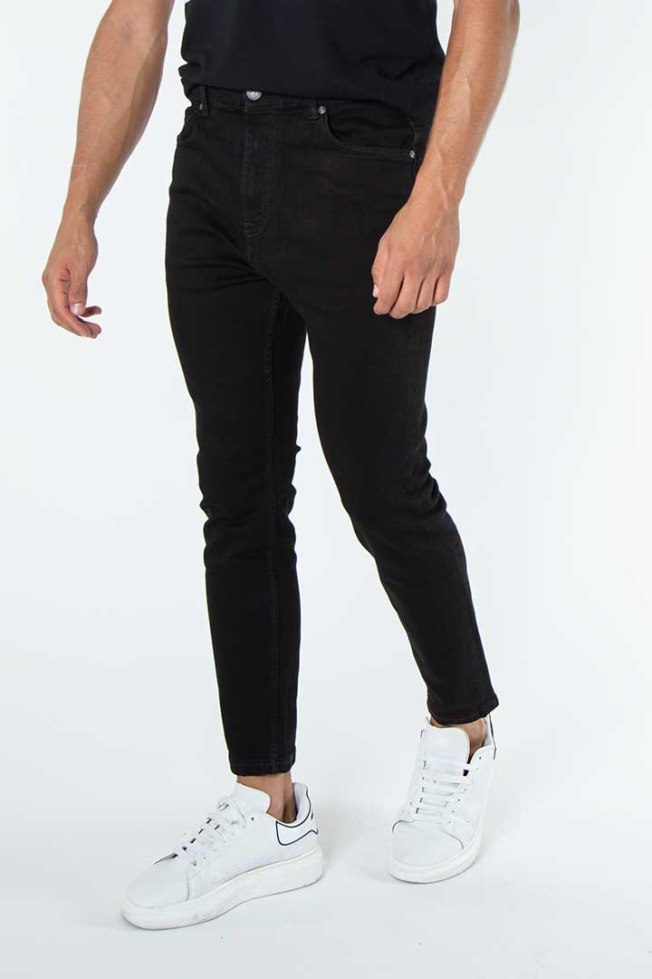 alt="Francisco Tolli black carrot denim jeans front view"