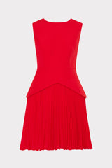 True Red MILLY Haddy Pleated Mini Dress - Flat Lay Front | MILLY