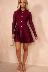 Novaleigh Burgundy Fine Knit Skater Dress