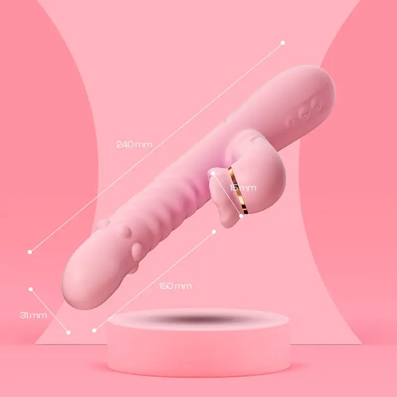 Pink Indulge - Thrusting Dual Vibrator with Suction - Frisky Business Adult Sex Toys Shop