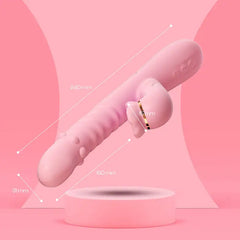Pink Indulge - Thrusting Dual Vibrator with Suction - Frisky Business Adult Sex Toys Shop