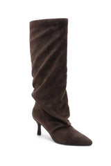 Audrey Light Brown Suedette Knee High Boots