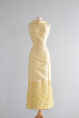 Fabulous 1960's Butter Yellow Silk Evening Gown With Mermaid Hem / Medium