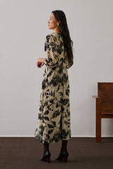 Robe Francine - Jaune Pâle/Noir - Soie - Femme