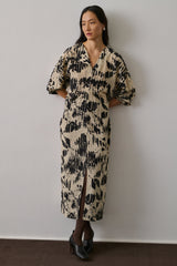 Robe Francine - Jaune Pâle/Noir - Soie - Femme