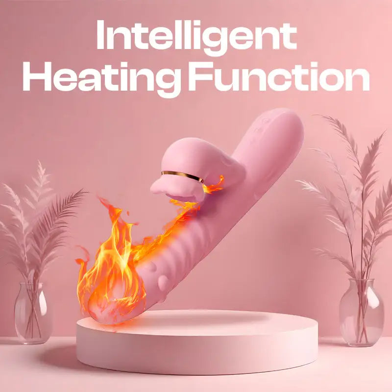 Pink Indulge - Thrusting Dual Vibrator with Suction - Frisky Business Adult Sex Toys Shop