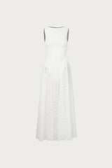 French Lace Midi Dress (White)