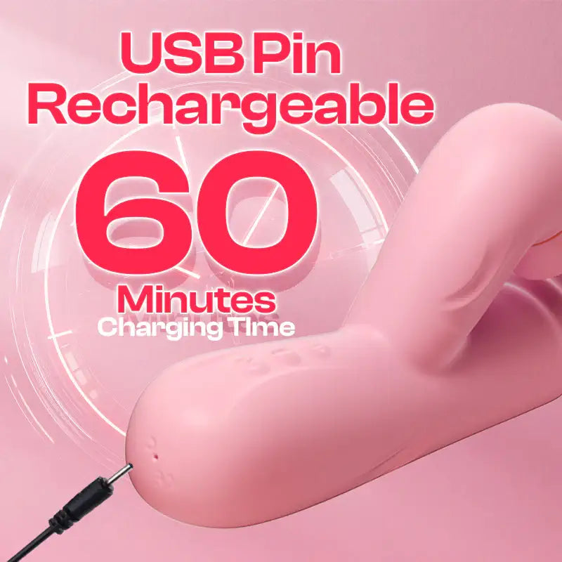 Pink Indulge - Thrusting Dual Vibrator with Suction - Frisky Business Adult Sex Toys Shop